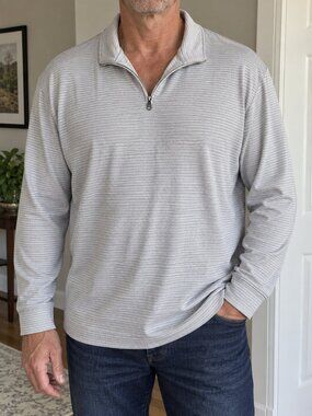Sonoma Goods For Life Men’s 3XB Gray Striped Quarter Zip Pullover